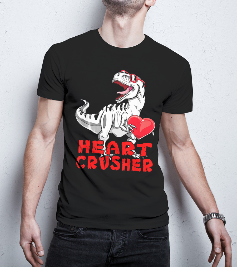 Dinosaur Valentines Day Heart Crusher T-Shirt