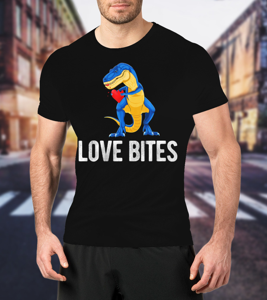 Love Bites Dinosaur Rex Valentines Day T-Shirt