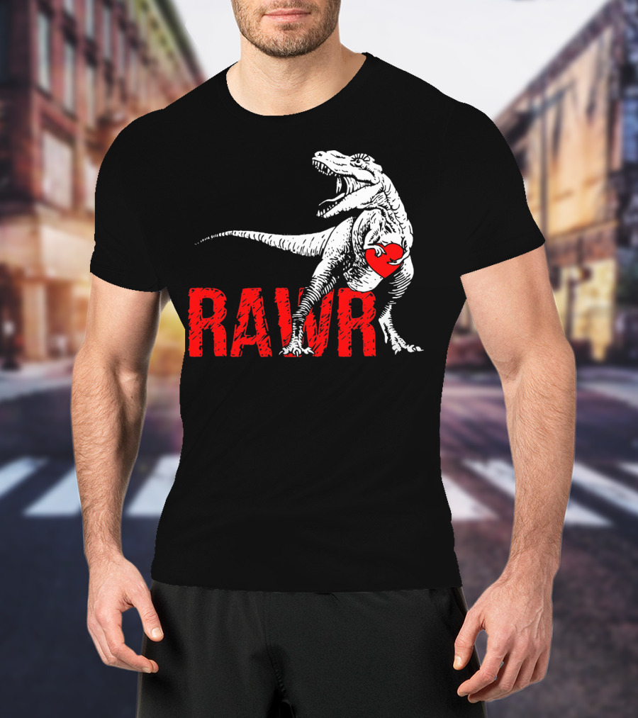 RAWR Dinosaur Valentine Heart T-Shirt