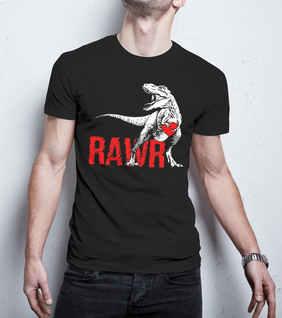 RAWR Dinosaur Valentine Heart T-Shirt