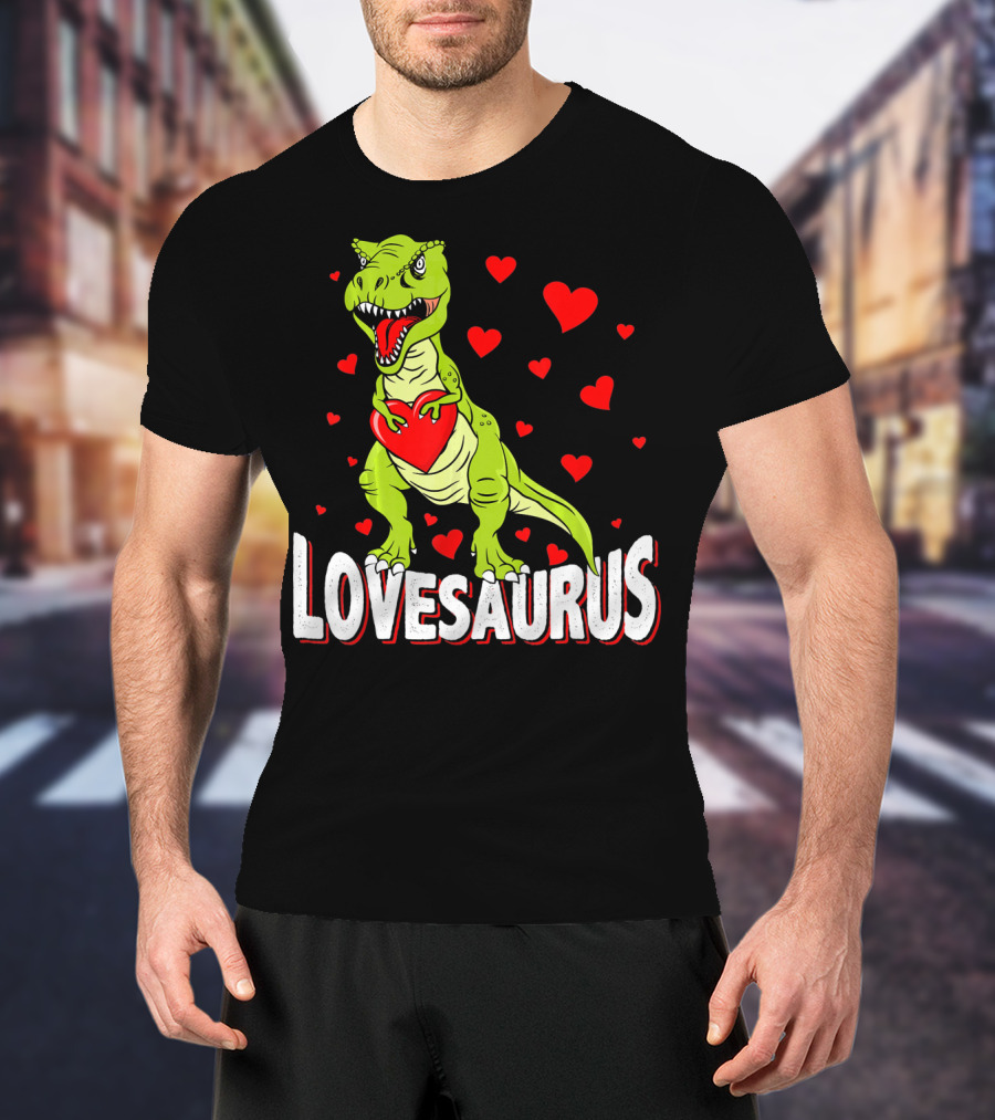Lovesaurus Dinosaur Valentine Day Hearts T-Shirt