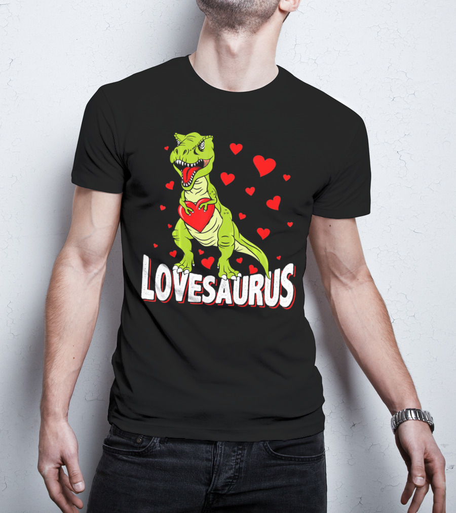 Lovesaurus Dinosaur Valentine Day Hearts T-Shirt