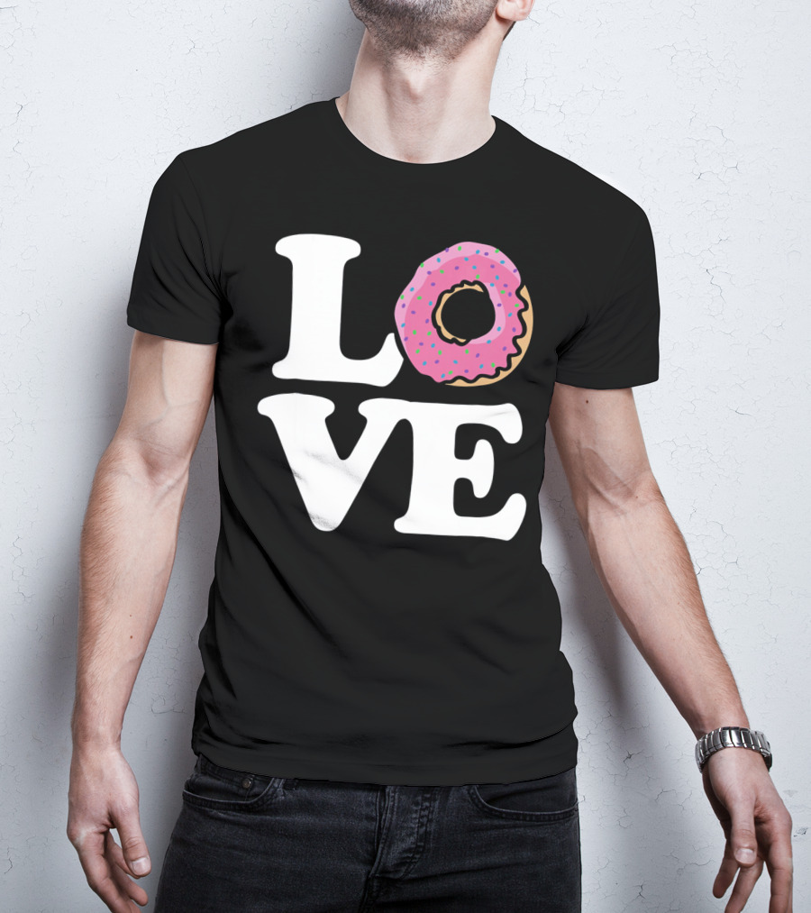 Love For Donut Lovers With Pink Frosted Donut T-Shirt