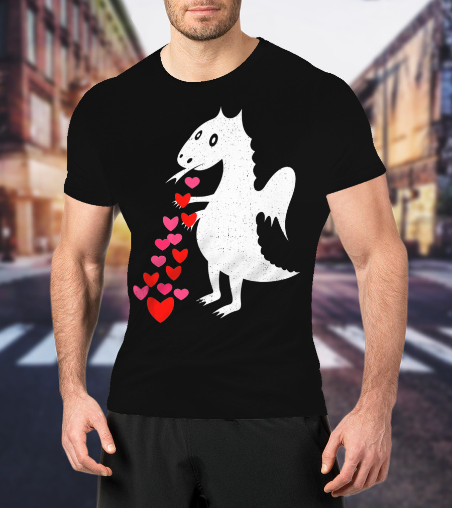 Dragon Spitting Love Hearts Anti Valentine's Day T-Shirt