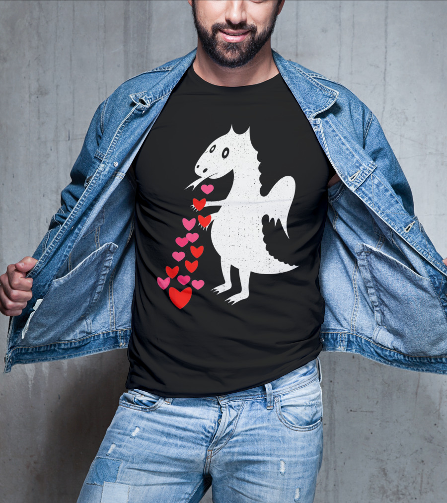 Dragon Spitting Love Hearts Anti Valentine's Day T-Shirt