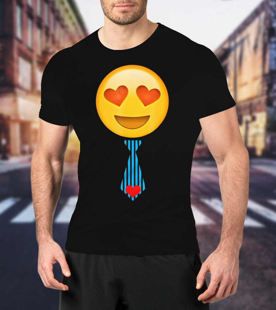 Emoji Heart Eyes Heart Tie Valentine T-Shirt