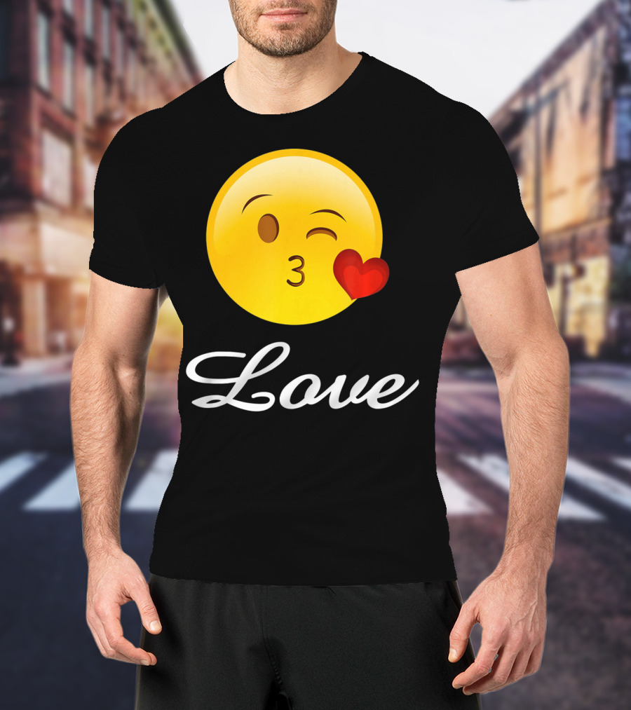 Love Emoji Valentines Day Heart Kiss T-Shirt