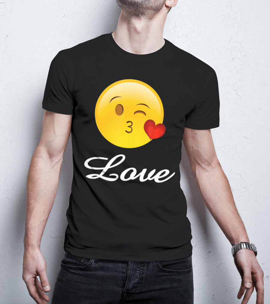 Love Emoji Valentines Day Heart Kiss T-Shirt