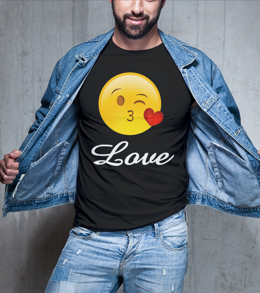 Love Emoji Valentines Day Heart Kiss T-Shirt