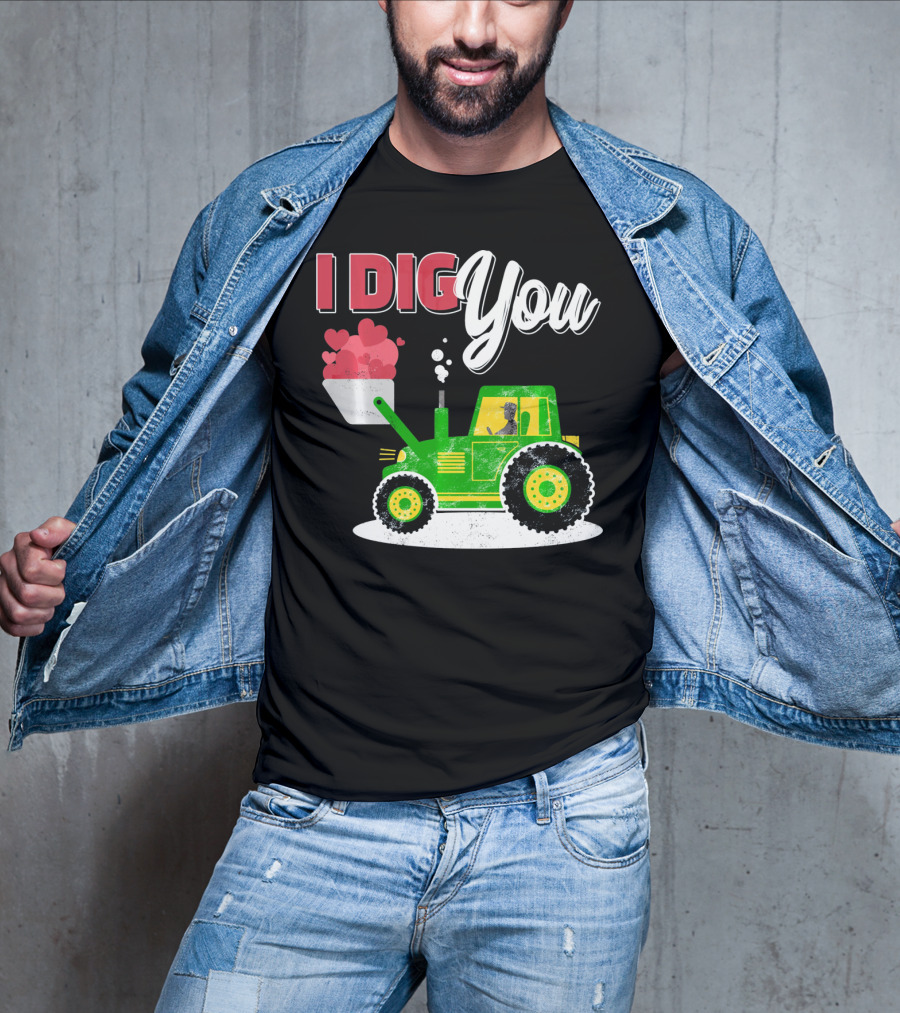 I Dig You Farmer Valentine's Day Tractor Hearts T-Shirt