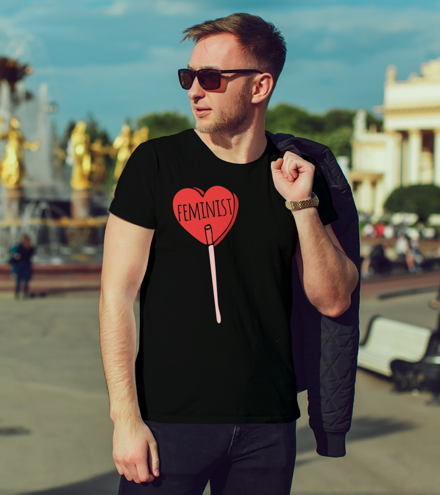 Feminist Red Heart Lollipop Valentine Sucker T-Shirt