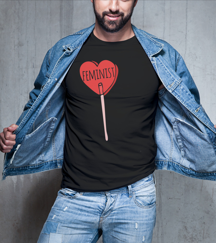 Feminist Red Heart Lollipop Valentine Sucker T-Shirt
