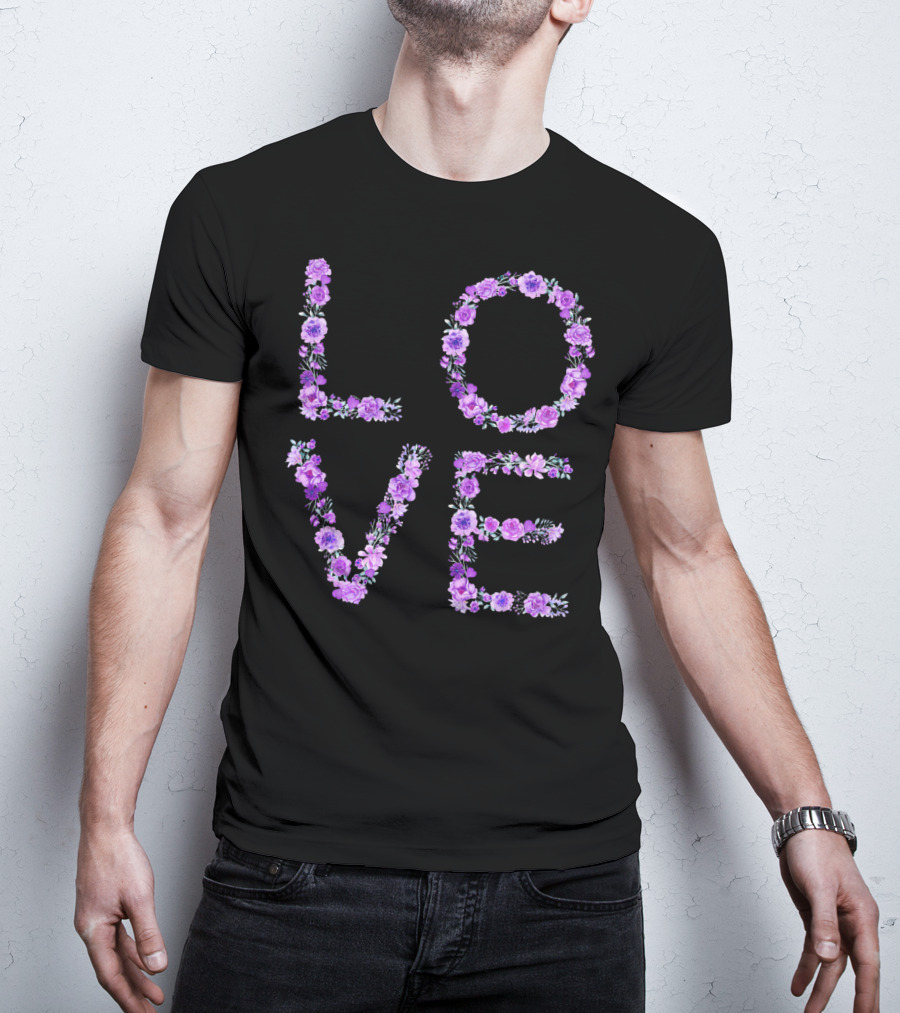 Love Floral Valentine Lilac Flowers T-Shirt