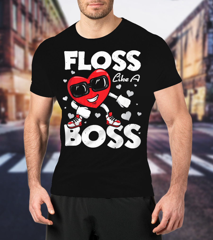 Floss Like A Boss Heart Dance Valentines T-Shirt