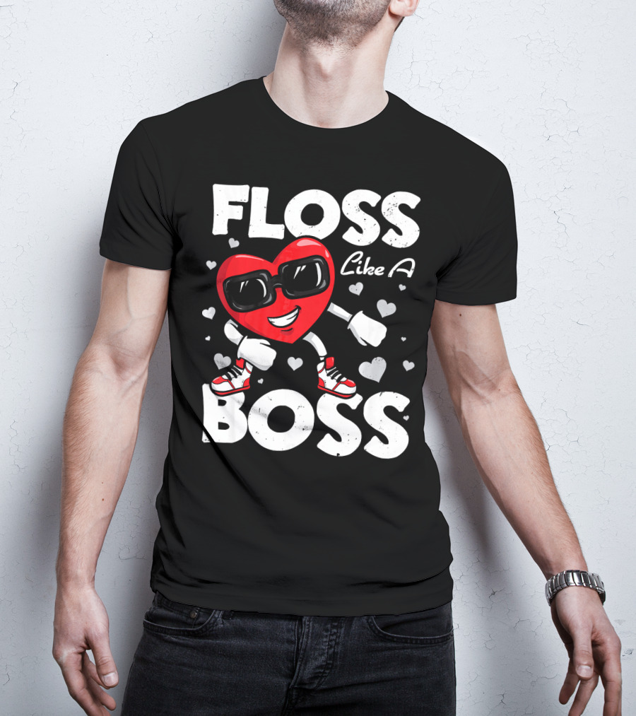 Floss Like A Boss Heart Dance Valentines T-Shirt