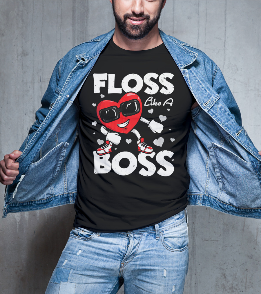 Floss Like A Boss Heart Dance Valentines T-Shirt