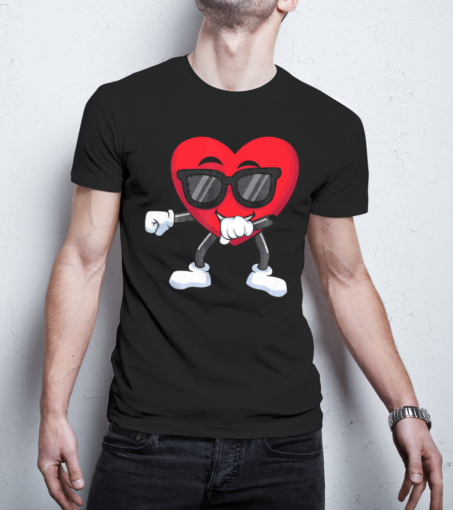 Dabbing Heart Valentines Day Boys Love T-Shirt