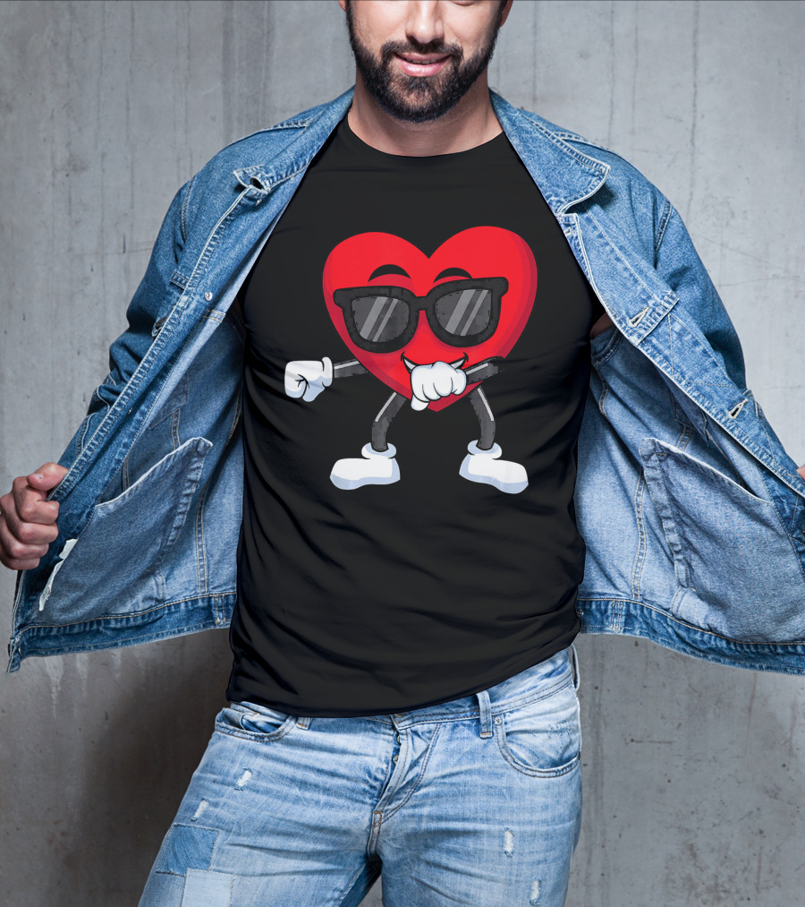 Dabbing Heart Valentines Day Boys Love T-Shirt