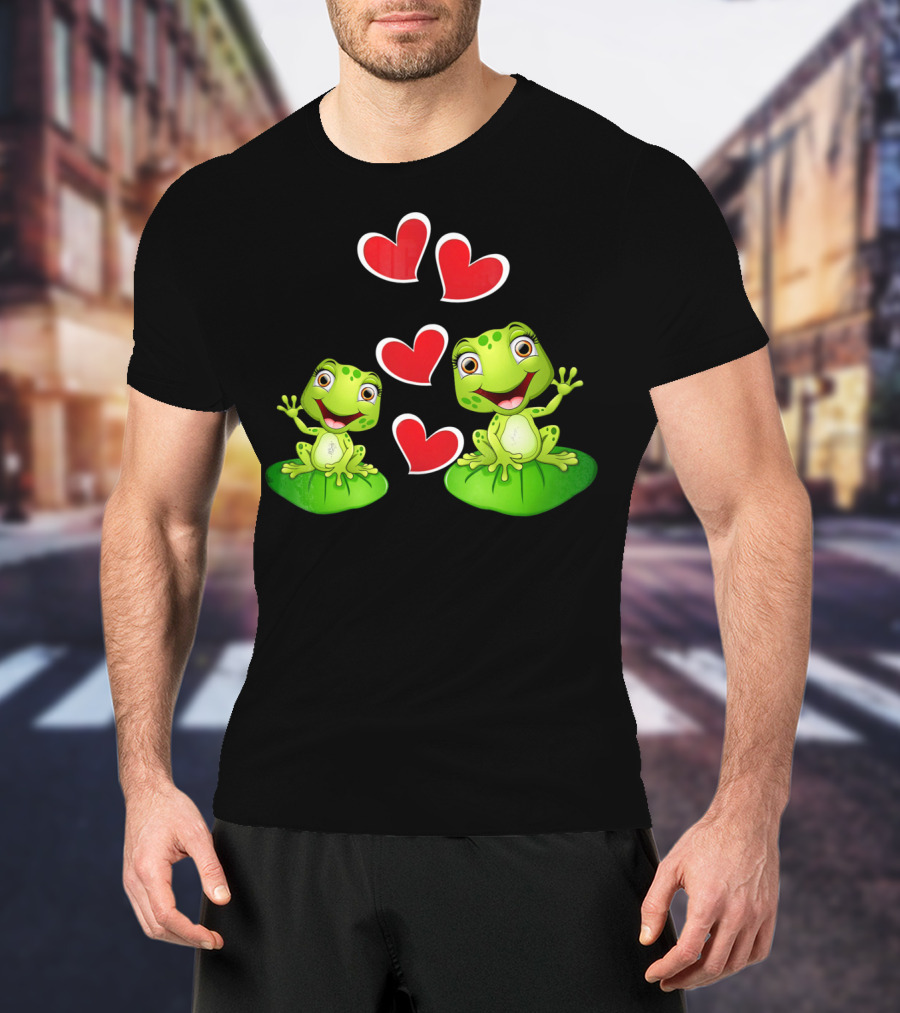 Frog Heart Valentine Day Animal Cute Frogs With Hearts T-Shirt