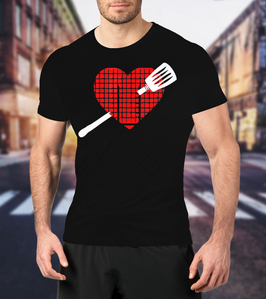 Funny BBQ Grilling Valentine's Day Heart With Spatula T-Shirt