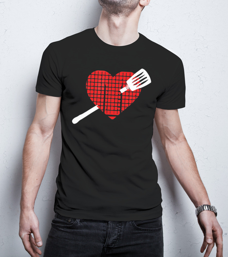 Funny BBQ Grilling Valentine's Day Heart With Spatula T-Shirt
