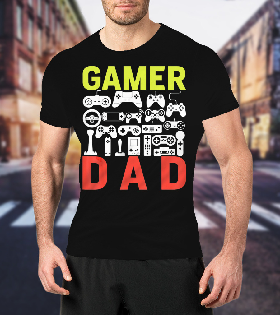 Gamer Dad Vintage Controller Collection Funny Birthday T-Shirt