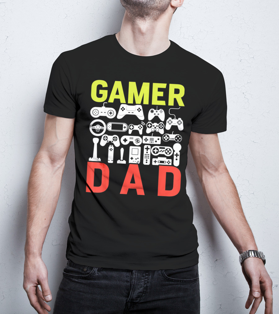 Gamer Dad Vintage Controller Collection Funny Birthday T-Shirt