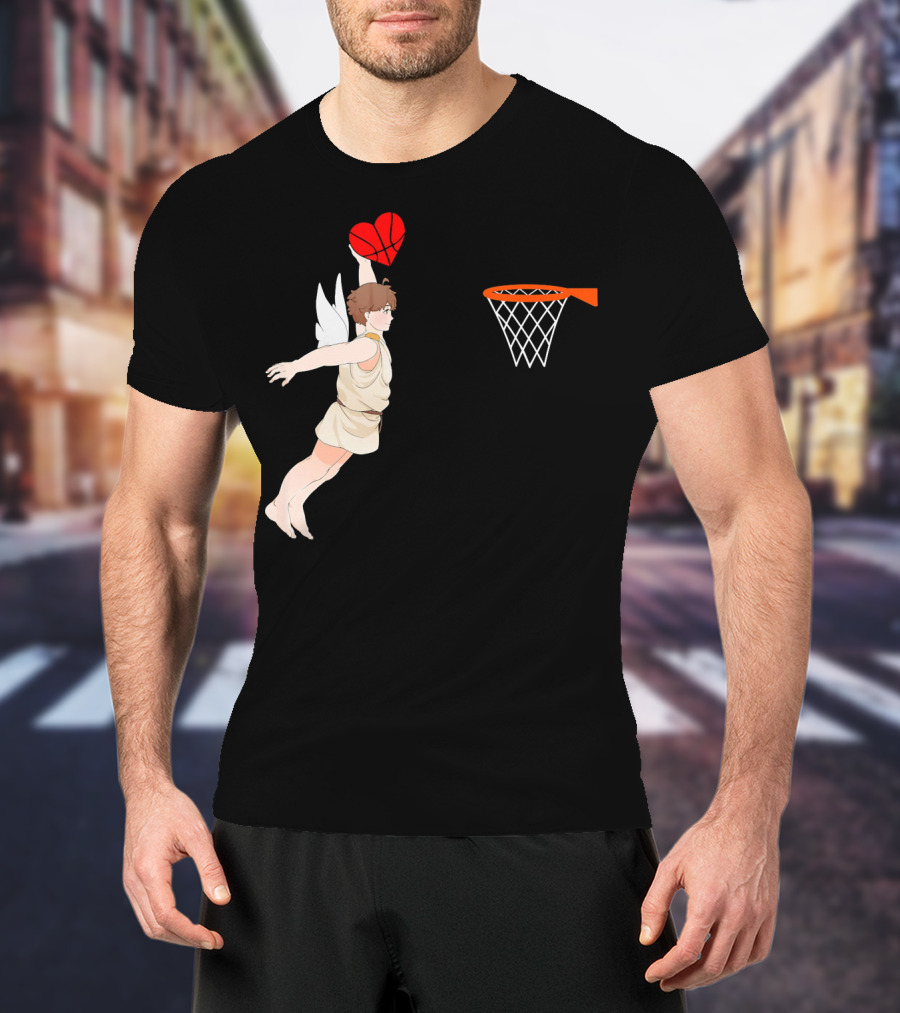 Cupid Dunking Heart Basketball Valentines Day For Bas T-Shirt