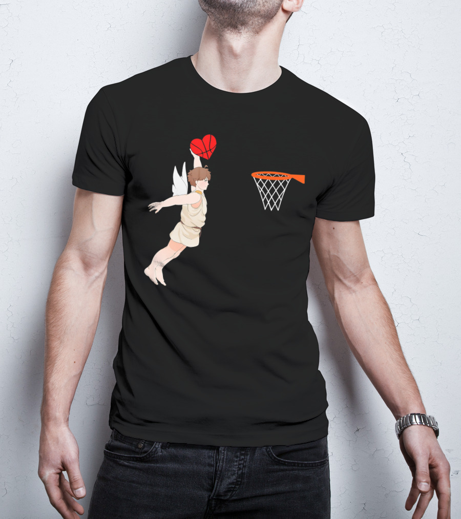 Cupid Dunking Heart Basketball Valentines Day For Bas T-Shirt
