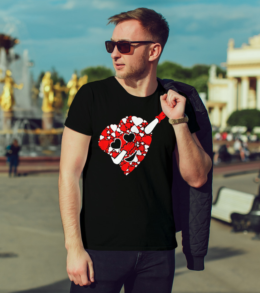 Funny Cute Dabbing Red White Hearts Vale T-Shirt