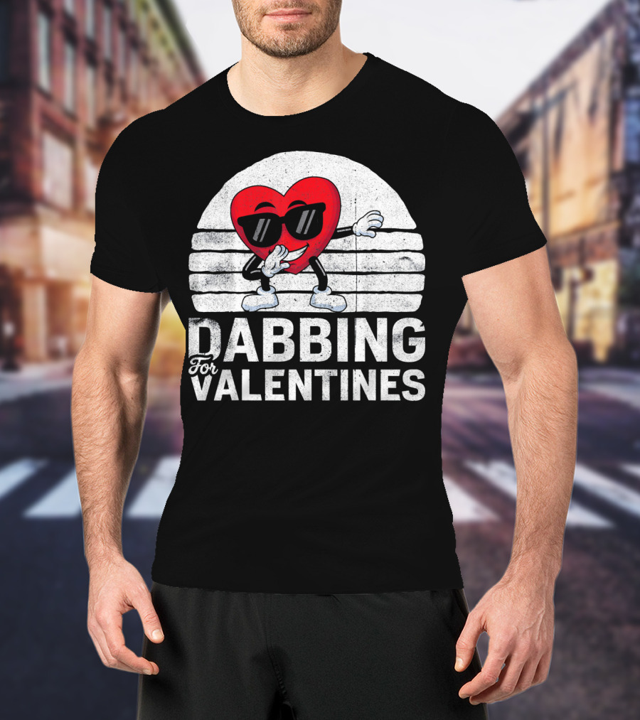 Dabbing For Valentines Funny Heart Valentine’s Day T-Shirt