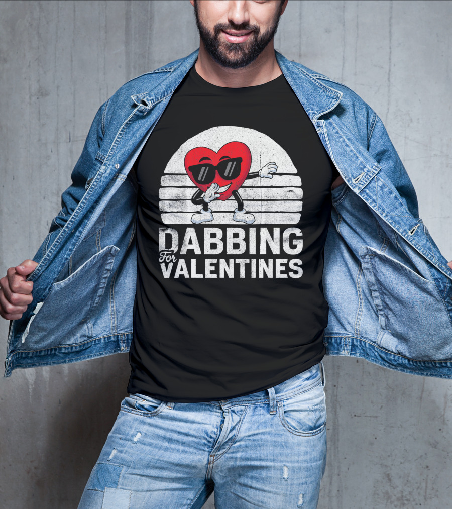 Dabbing For Valentines Funny Heart Valentine’s Day T-Shirt
