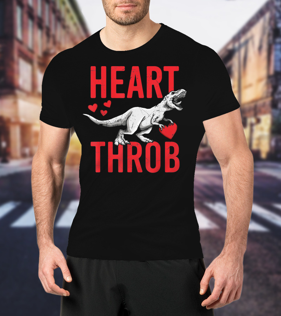 Funny Dinosaur Valentine's Day Heart Throb T-Rex With Hearts T-Shirt