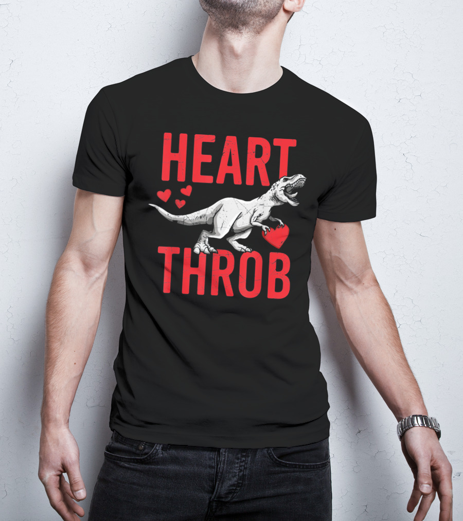 Funny Dinosaur Valentine's Day Heart Throb T-Rex With Hearts T-Shirt