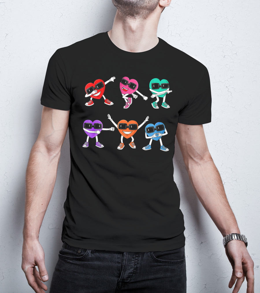 Funny Dancing Colorful Hearts Dance Challenge T-Shirt