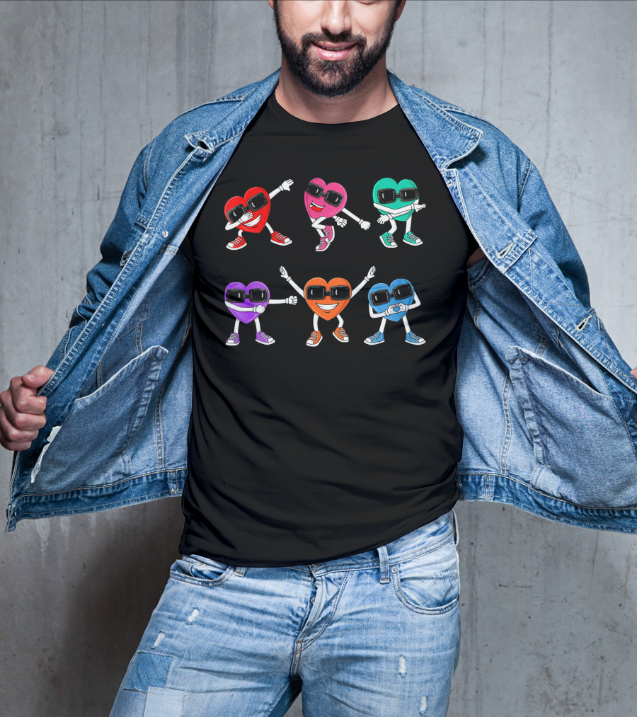 Funny Dancing Colorful Hearts Dance Challenge T-Shirt