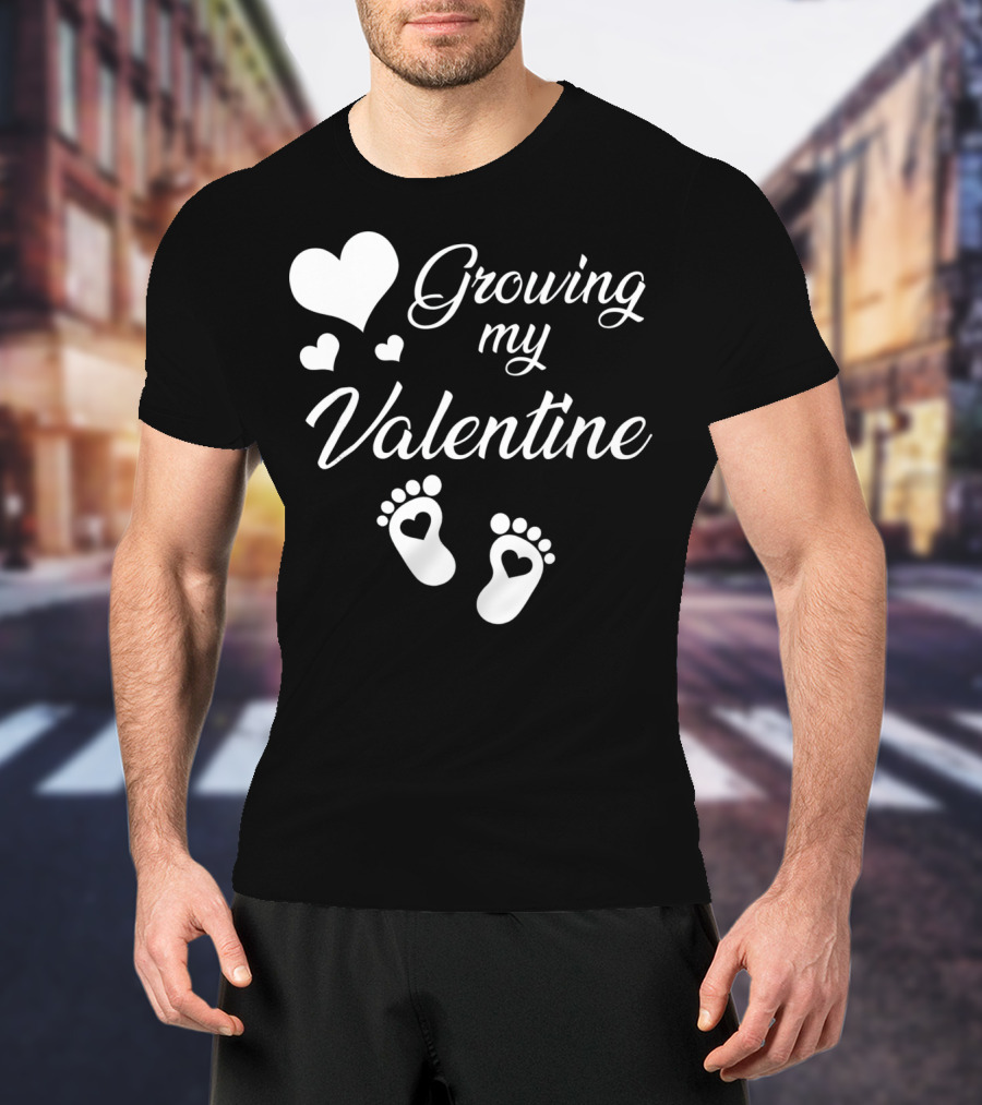 Growing My Valentine Heart Footprint T-Shirt