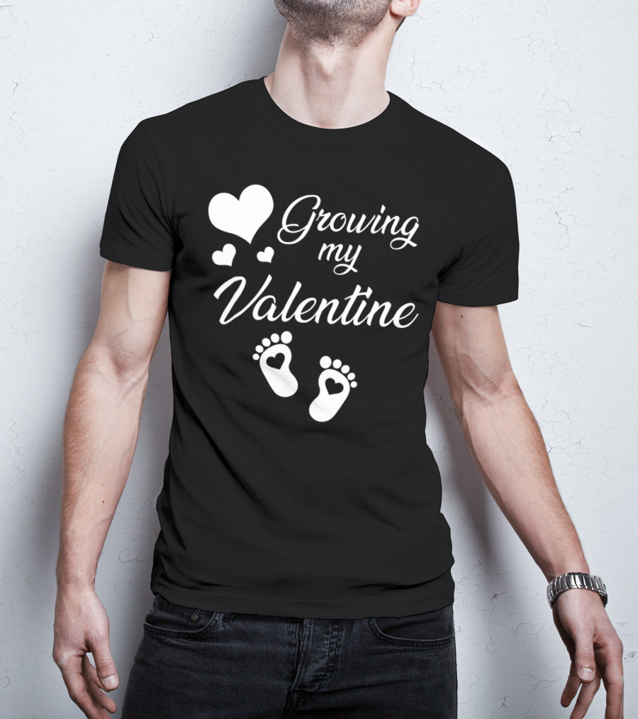 Growing My Valentine Heart Footprint T-Shirt