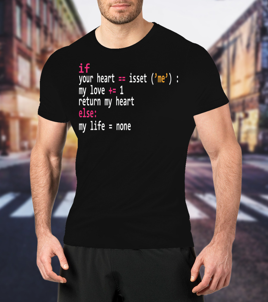Funny Mens Womens Programmers Valentine's Day Code If Your Heart Isset My Love Return My Heart T-Shirt