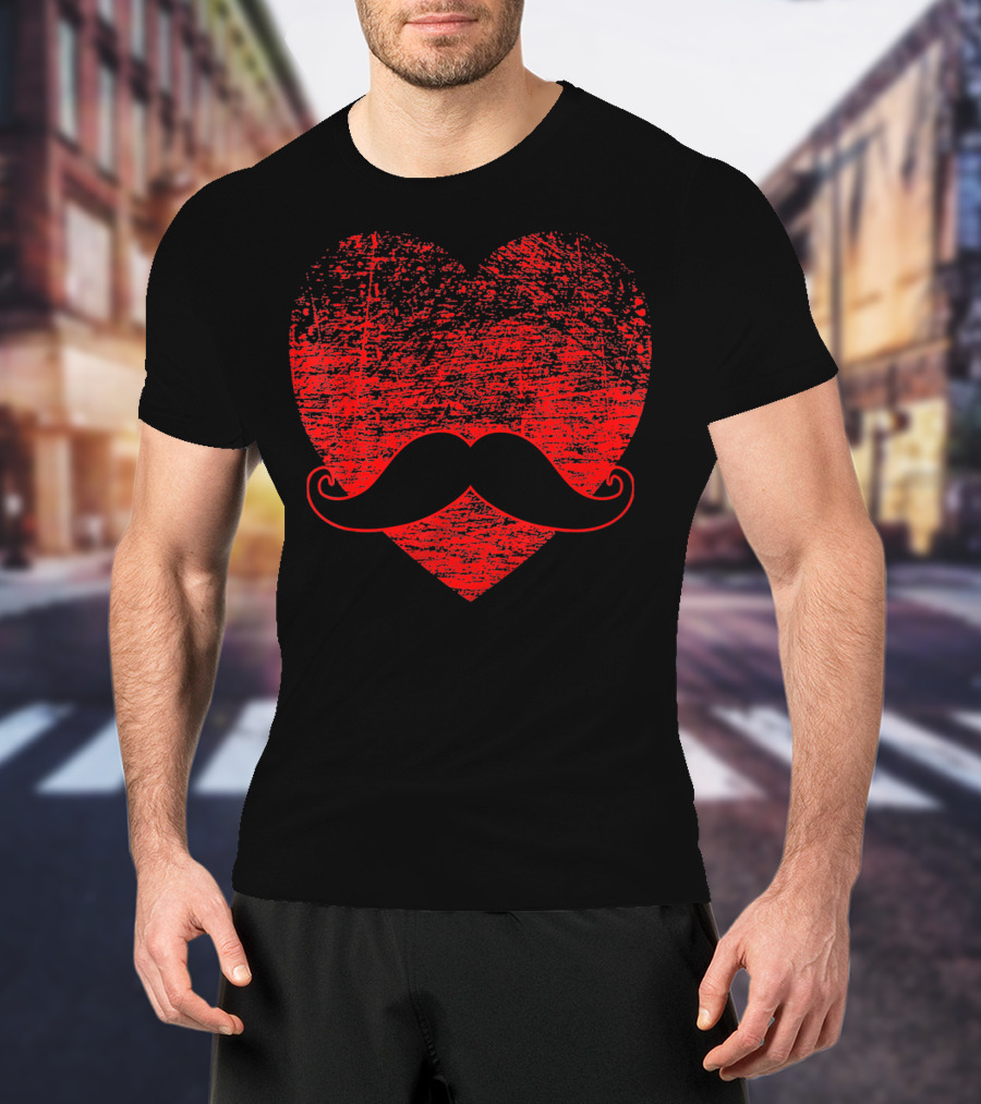 Valentines Day Funny Mustache Heart T-Shirt