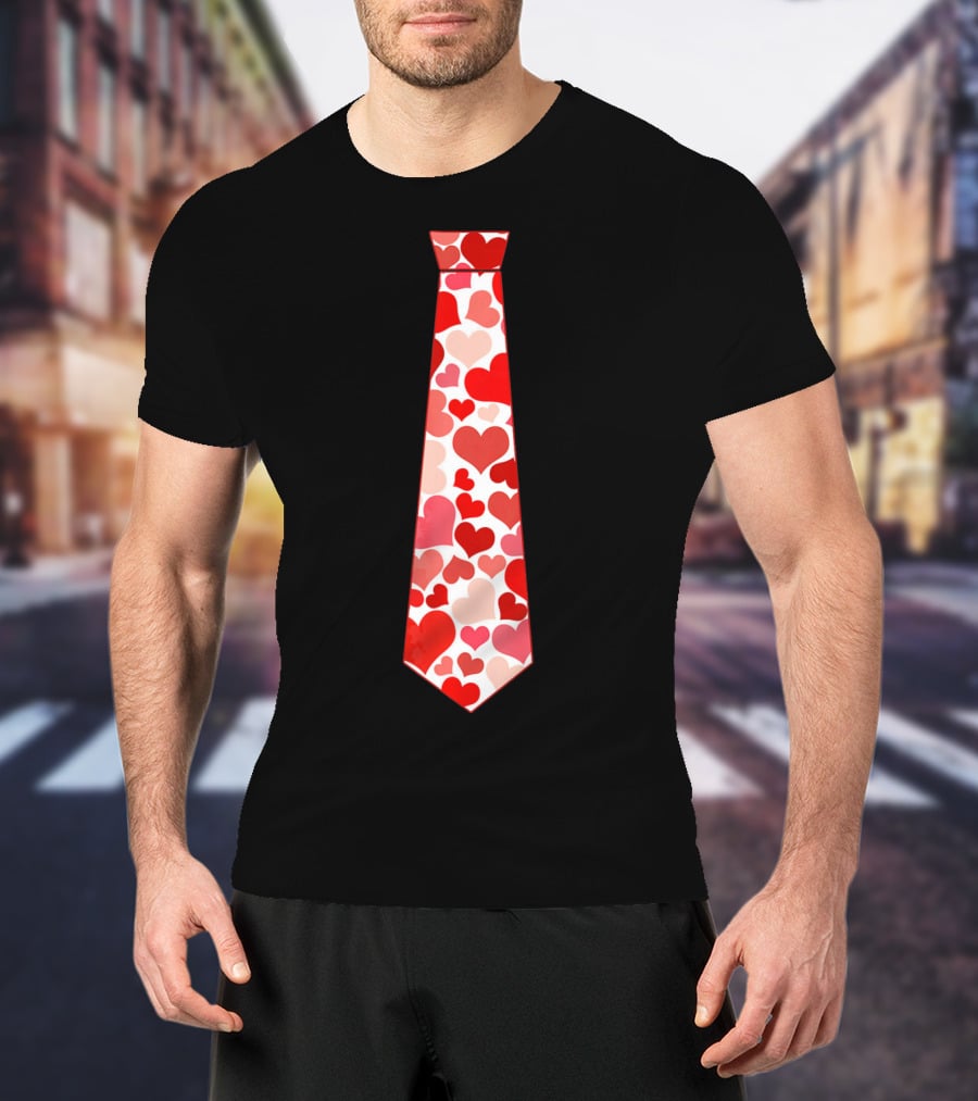 Funny Red Hearts Neck Tie For Valentine’s Day T-Shirt