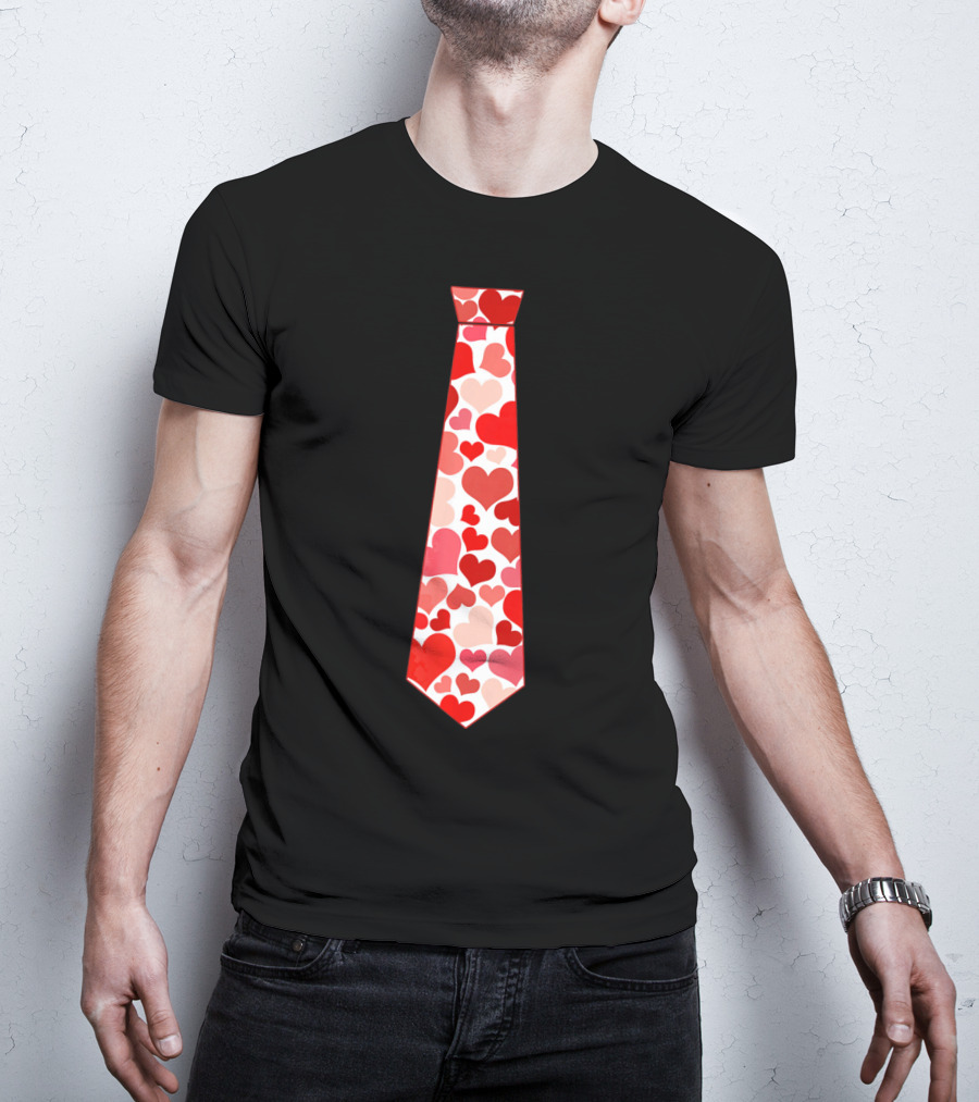 Funny Red Hearts Neck Tie For Valentine’s Day T-Shirt