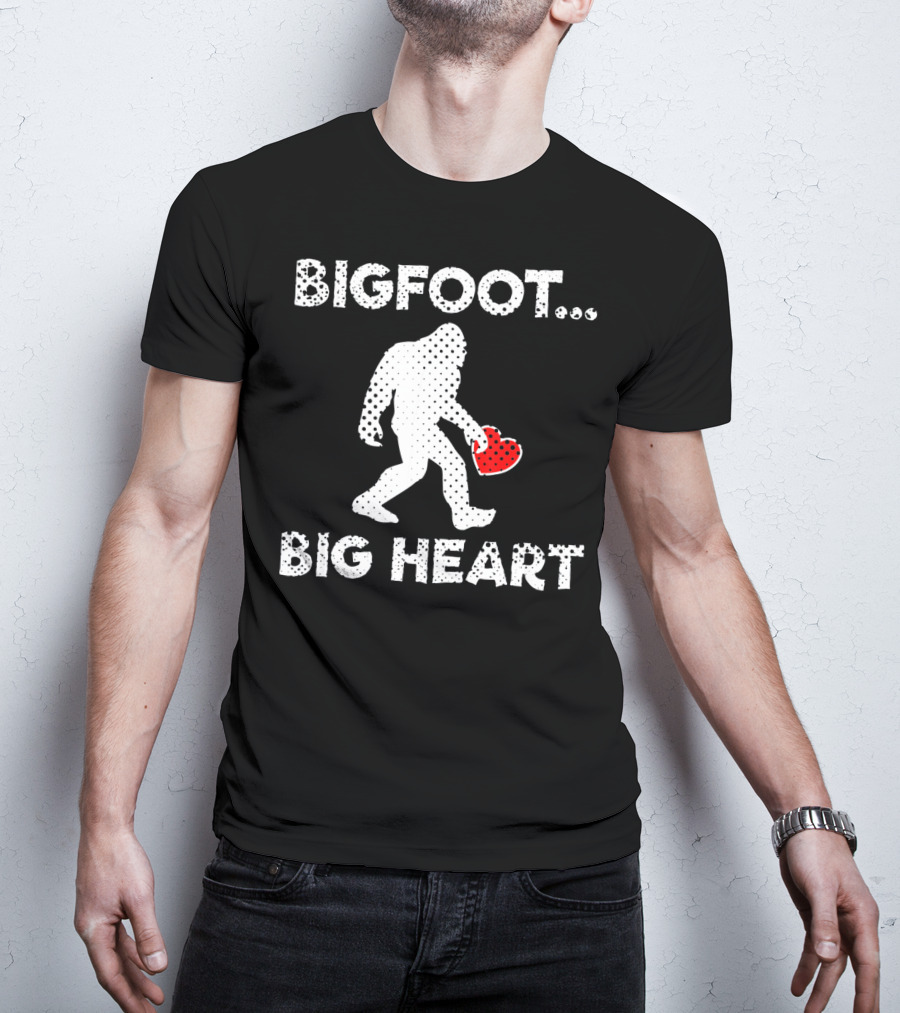 Bigfoot Big Heart Valentine's Day Funny Bigfoot Heart T-Shirt