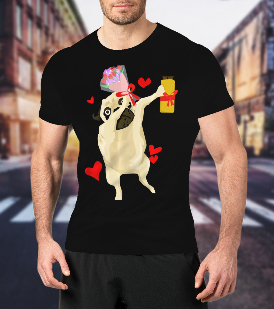 Funny Valentine's Day Dog Bouquet Jar Hearts T-Shirt