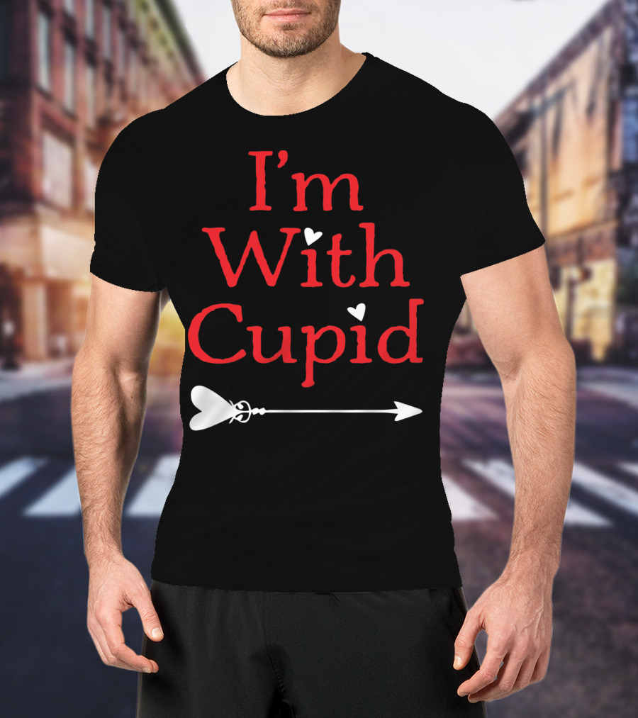 I'm With Cupid Funny Valentine's Day Arrow T-Shirt