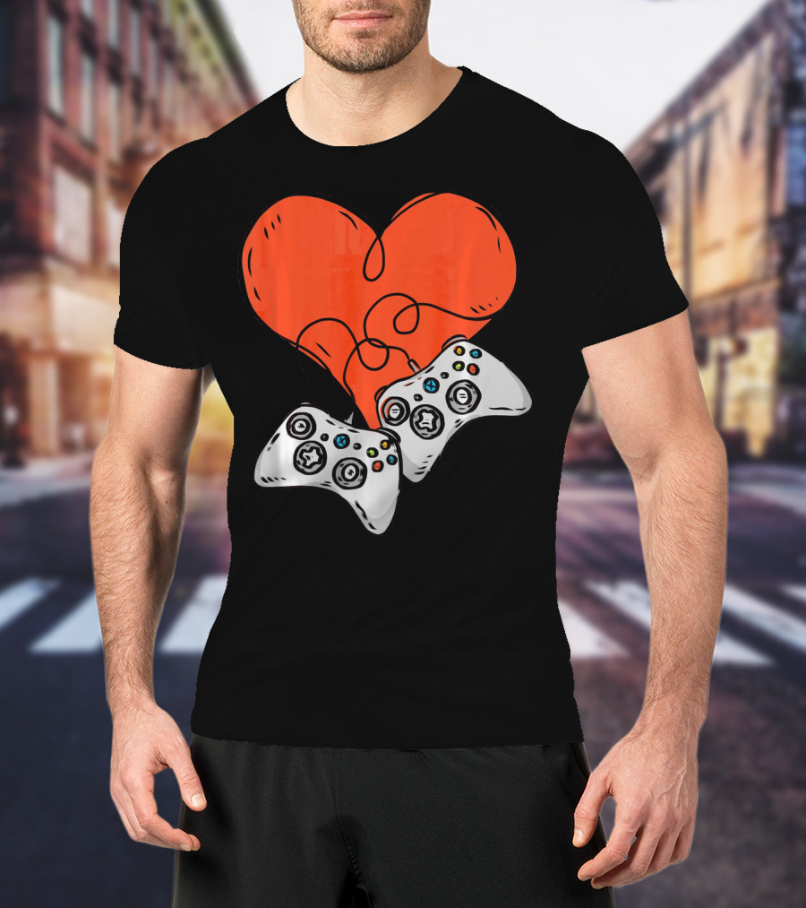 Funny Heart With Video Game Controllers T-Shirt