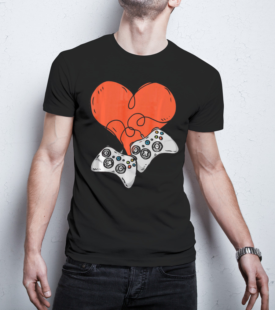 Funny Heart With Video Game Controllers T-Shirt