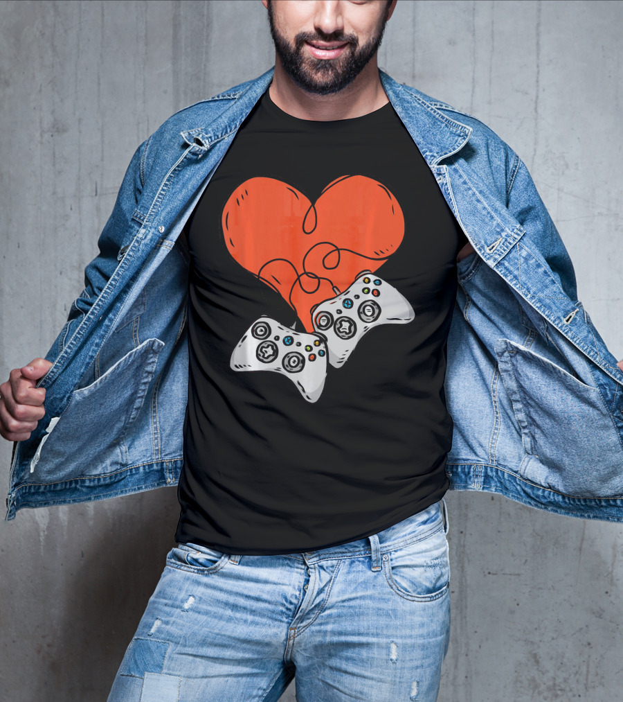 Funny Heart With Video Game Controllers T-Shirt