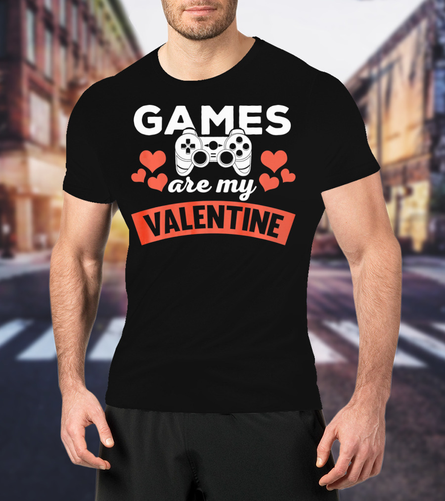 Games Are My Valentine Controller Hearts T-Shirt