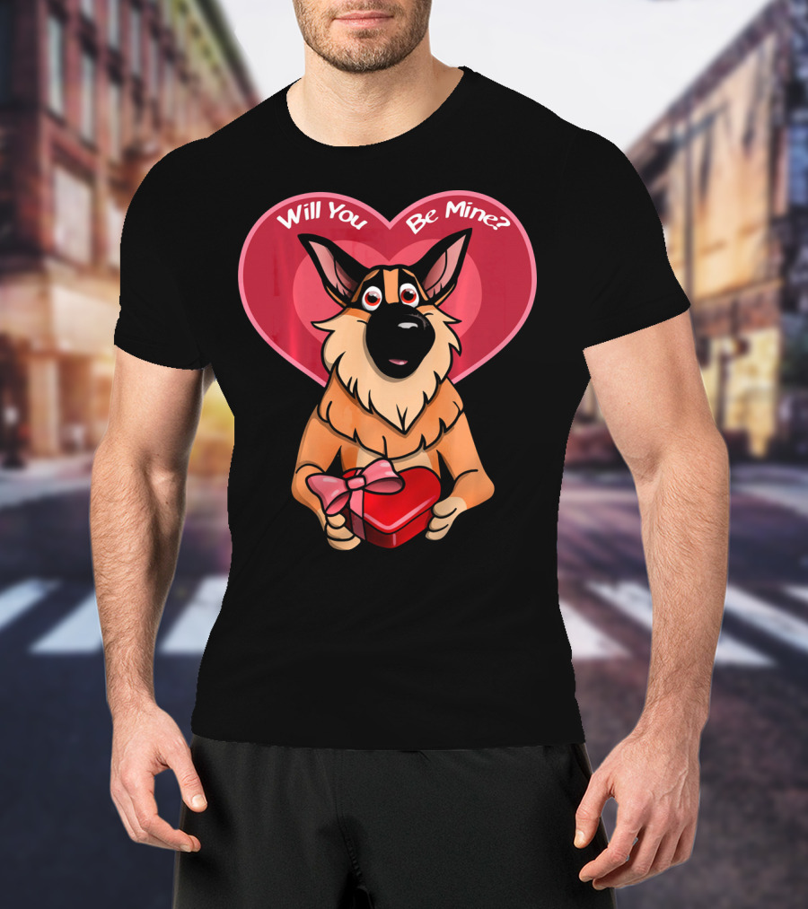 Will You Be Mine German Shepherd Valentine T-Shirt